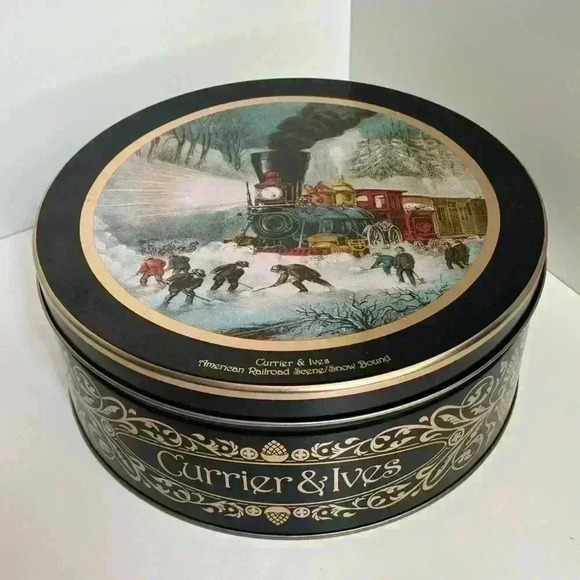 1996 Schwan’s  limited Holiday edition Christmas tin with Currier and Ives print - Picture 2 of 9